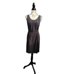 Ann Taylor Loft Mini Dress Pleated Sleeveless Charcoal Gray with Pockets Size 8